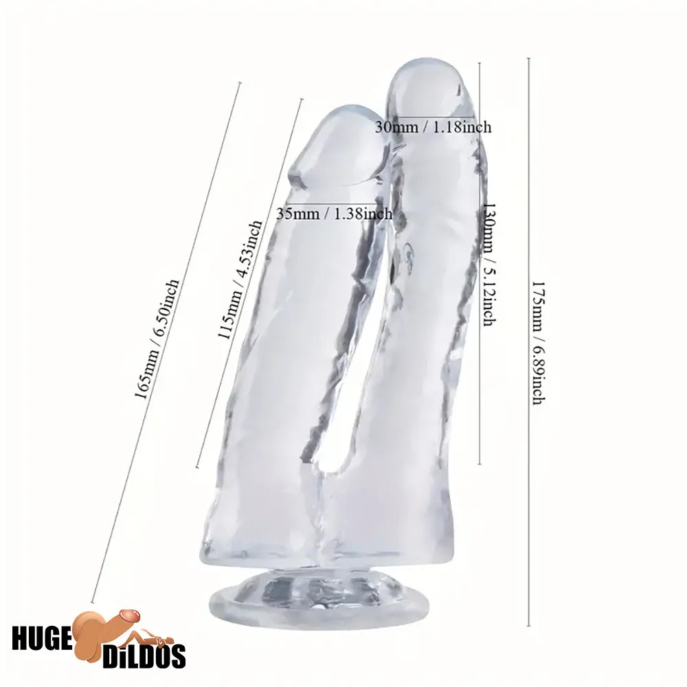 6.89in Lifelike Double Penetration Dildo Vagina Anal Dilator With Sucker
