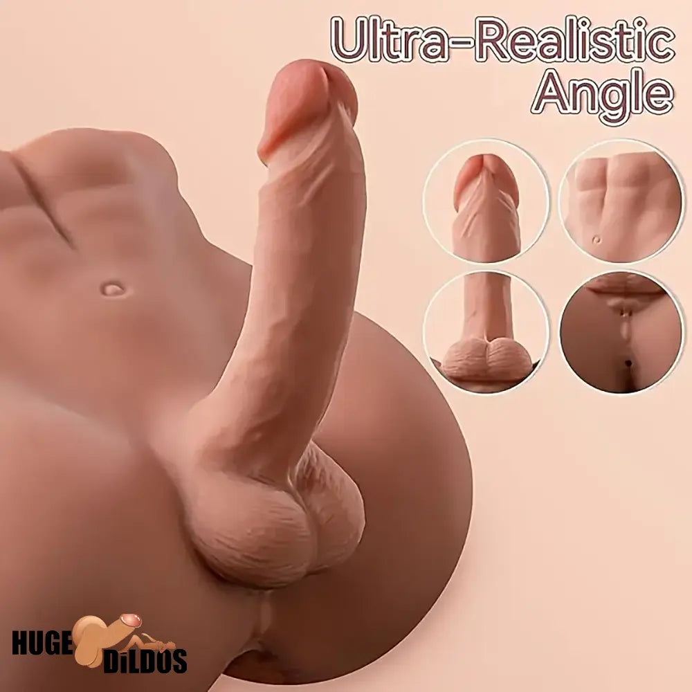 7.87in Premium Realistic Silicone Flexible Dildo Sex Torso With Muscle