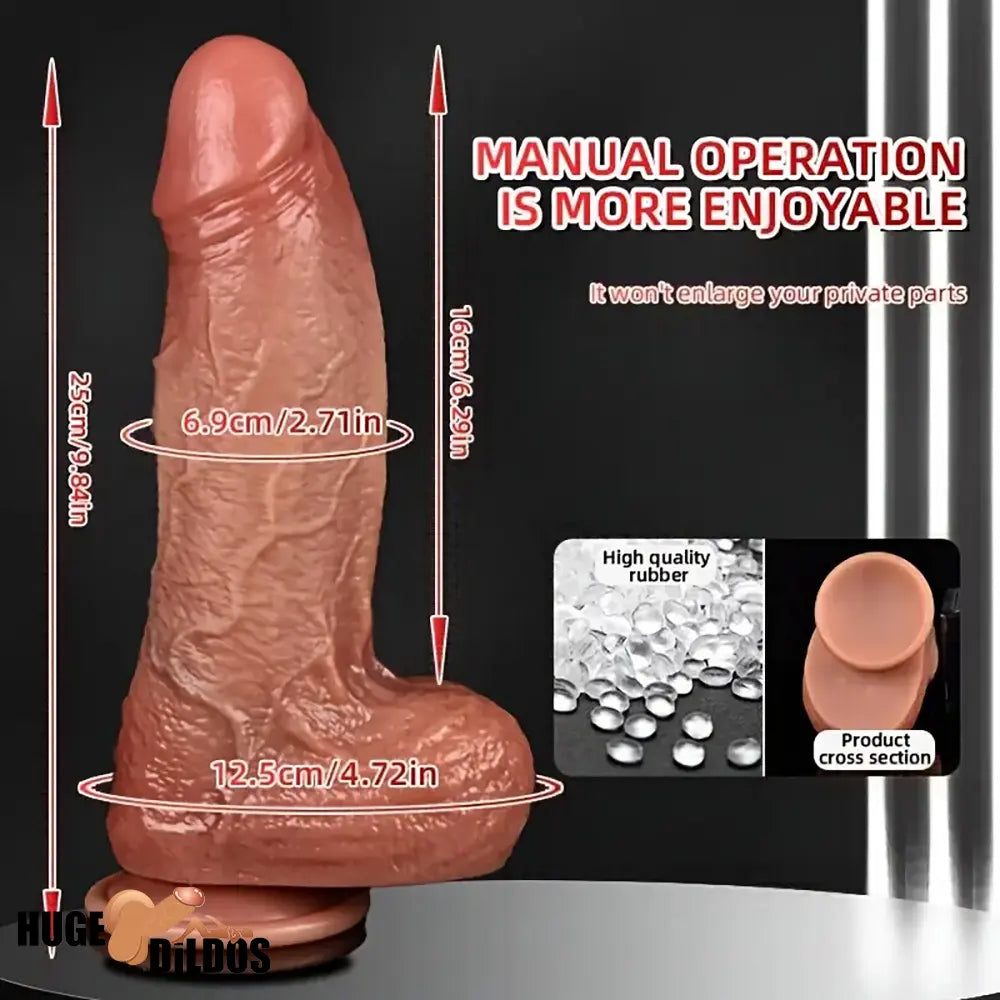 9.84in Premium Realistic Silicone Big Flexible Dildo For Hands-Free Clit