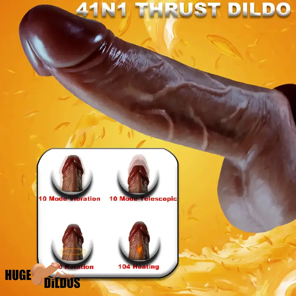 9in Real 4in1 Heating Thrusting Automatic Rotation Remote Control Dildo