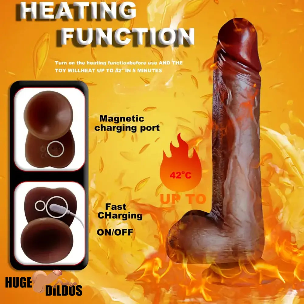 9in Real 4in1 Heating Thrusting Automatic Rotation Remote Control Dildo