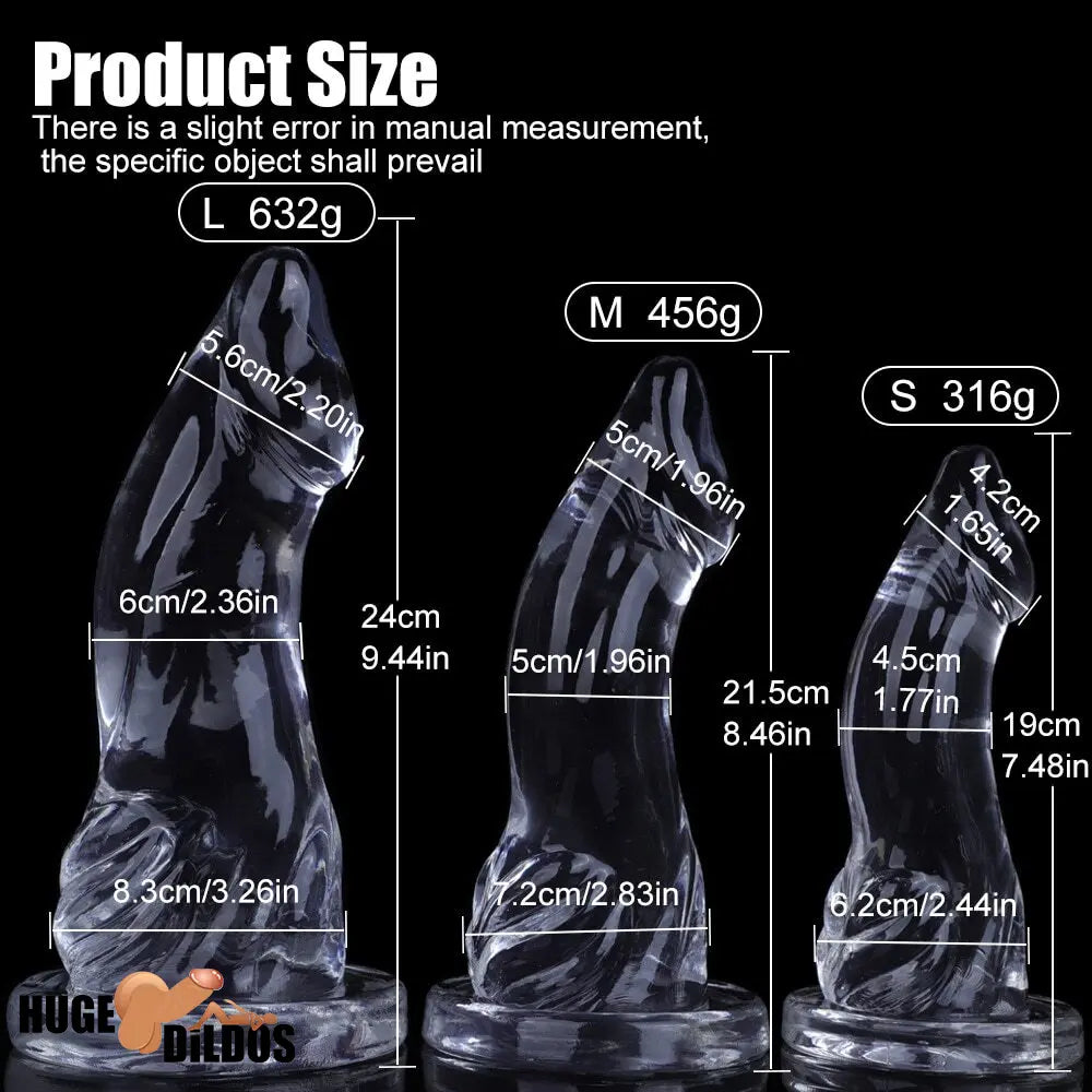 7.48in 8.46in 9.44in Clear Big Dildo Sex Toy For Clit Orgasm Pleasure