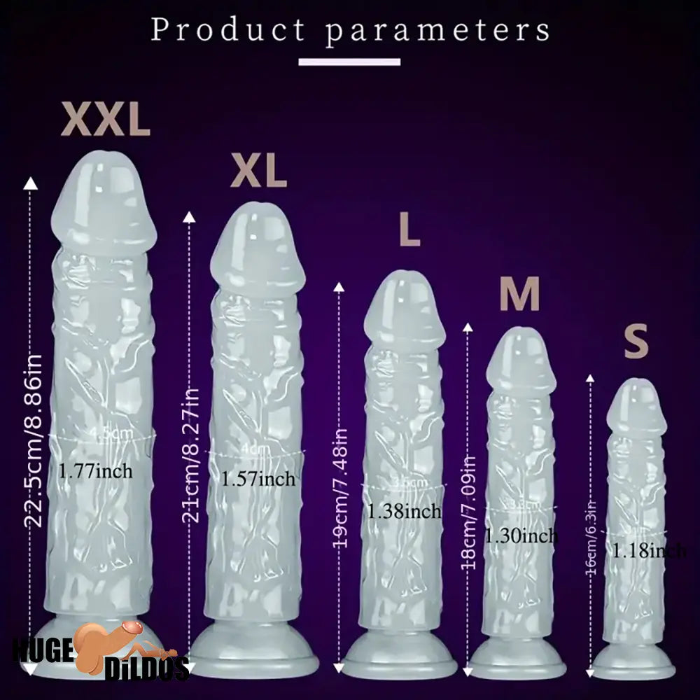 6.3in 7.09in 7.48in 8.27in 8.86in Luminous Real TPE Dildo For Anus Vagina