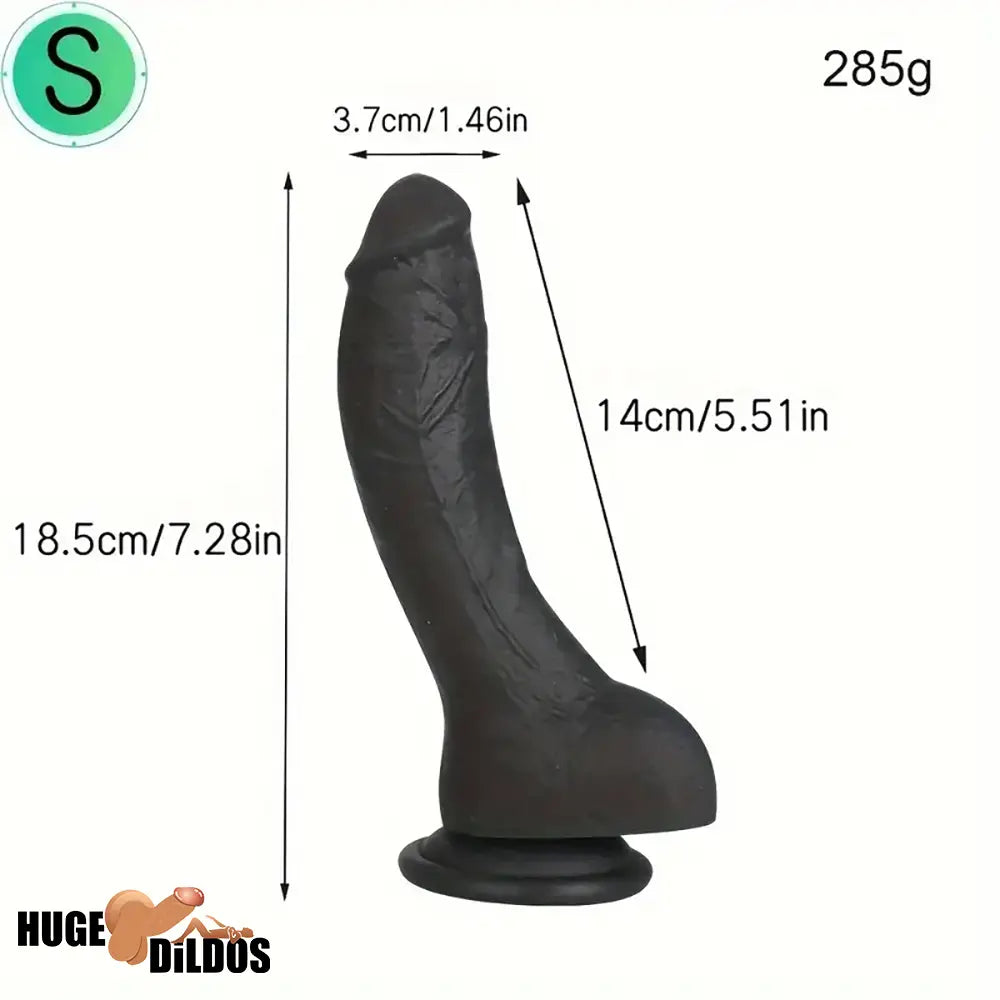 7.28in 8.27in 10.04in Soft Real Ebony Big Looking Silicone Cock Anal Dildo