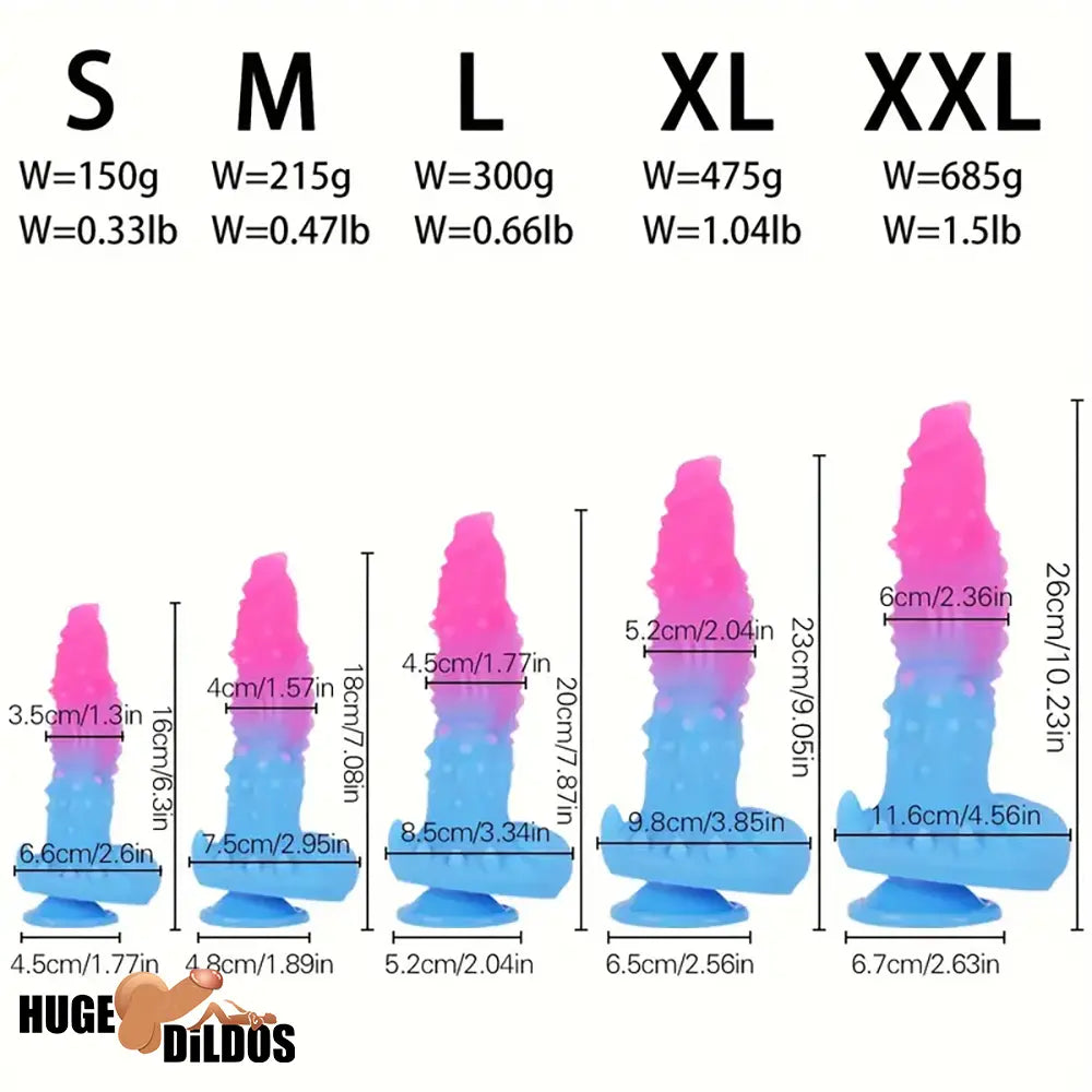 6.3in 7.08in 7.87in 9.05in 10.23in Silicone Fantasy Soft Dildo Hands-Free Play
