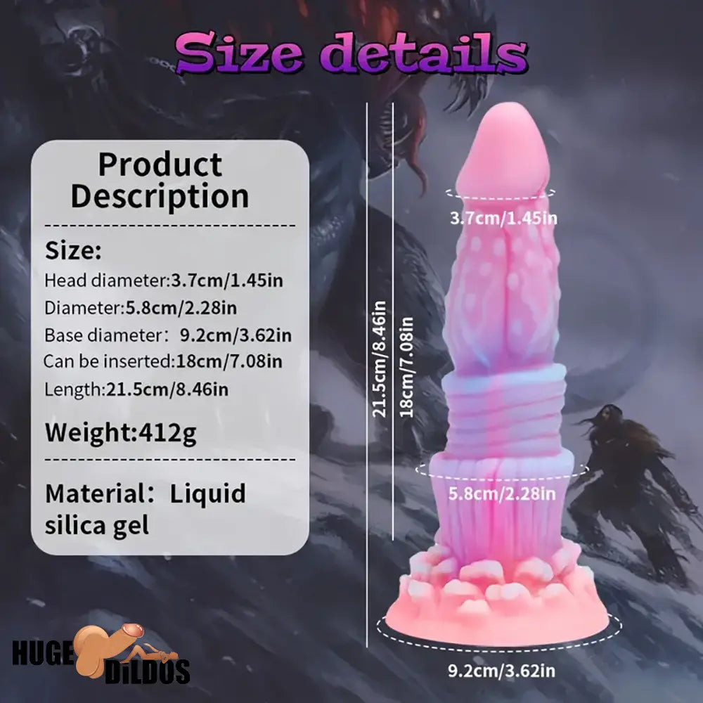 8.46in Fantasy Luminous Monster Silicone Soft Dildo Waterproof Anal Opener
