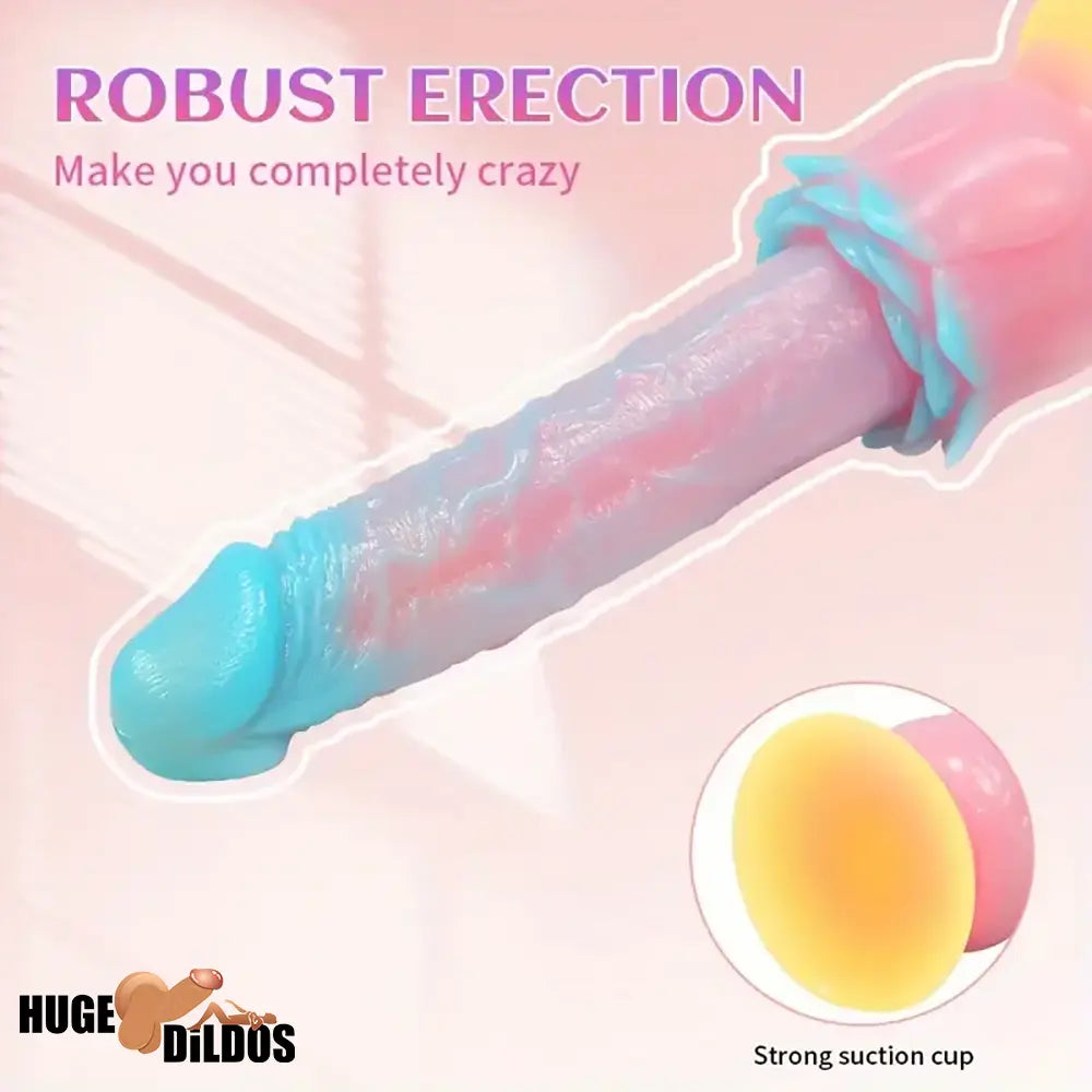 9.84in Silicone Soft Luminous Fantasy Handheld Dildo With Rose Flower Base