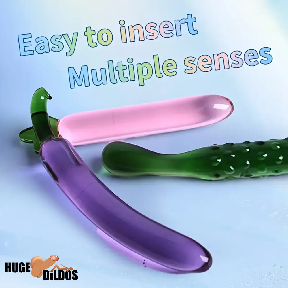 6.2in 7.5in 7.7in Multiple Colors Fruit Vegetable Crystal Glass Anal Dildo