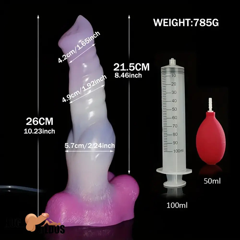 10.23in Fantasy Animal Dog Cock Knot Ejaculating Big Dildo For Sex Toy