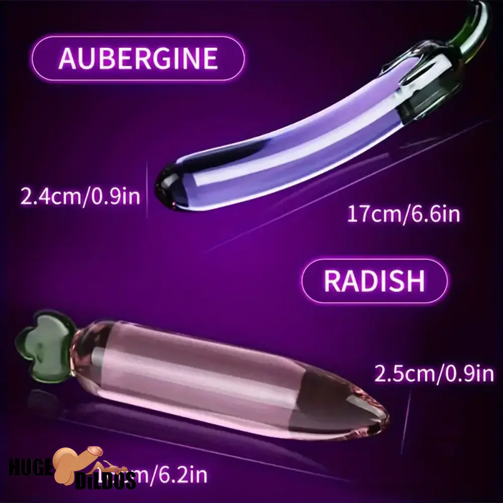 6.2in 7.5in 7.7in Multiple Colors Fruit Vegetable Crystal Glass Anal Dildo