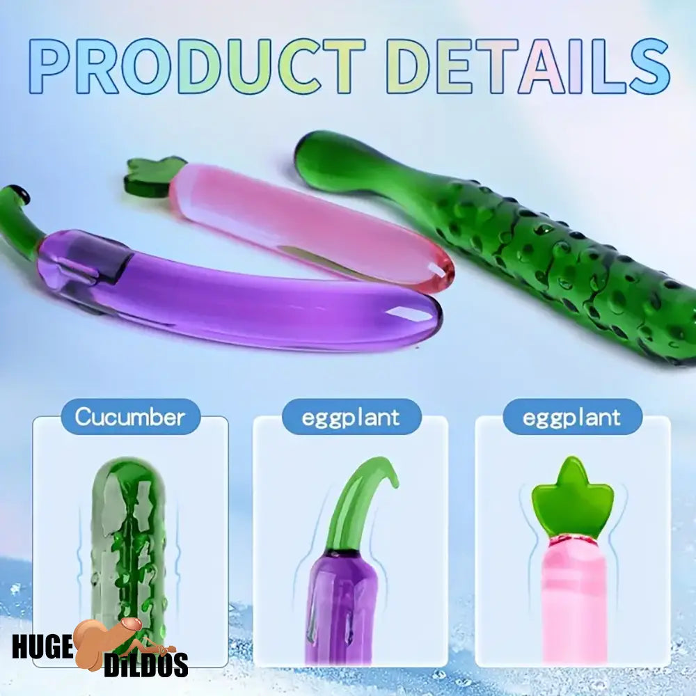 6.2in 7.5in 7.7in Multiple Colors Fruit Vegetable Crystal Glass Anal Dildo