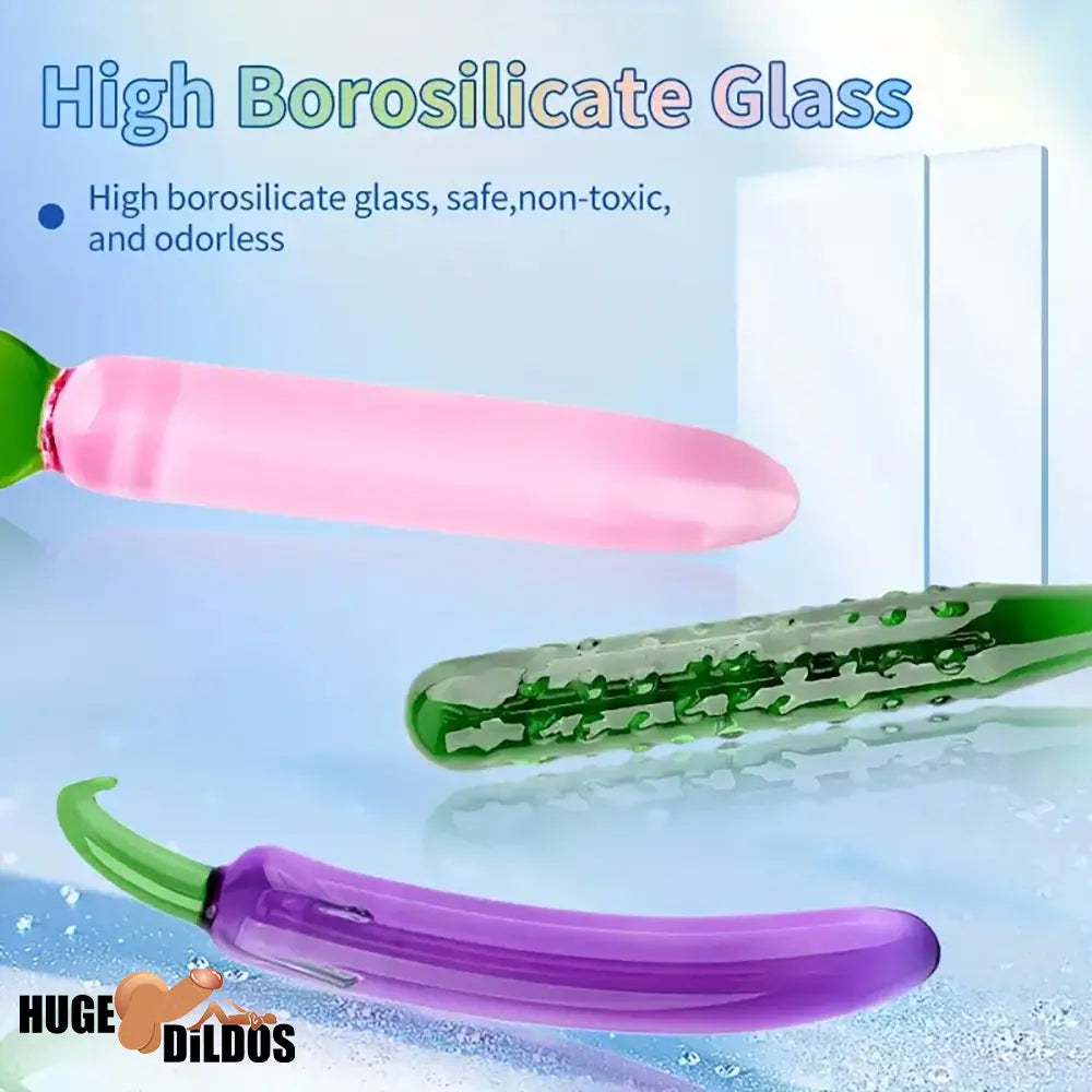6.2in 7.5in 7.7in Multiple Colors Fruit Vegetable Crystal Glass Anal Dildo