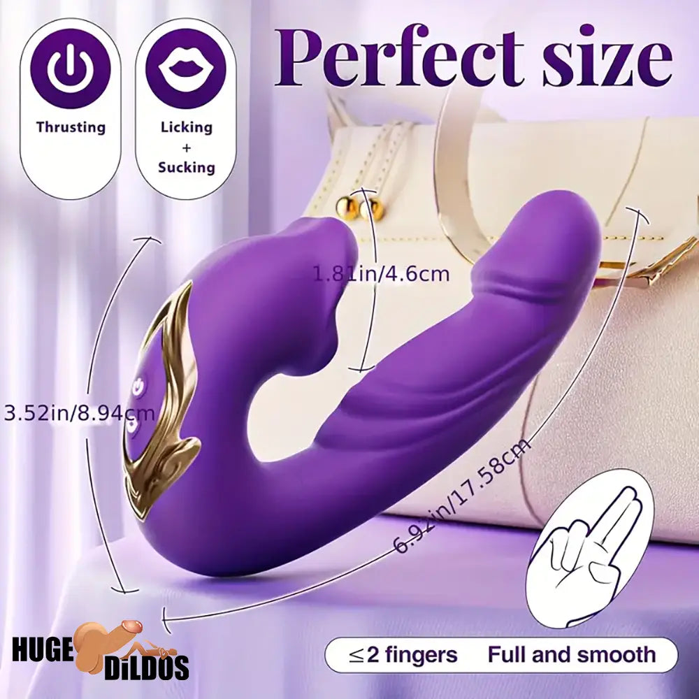 6.92in Dual Heads Automatic Thrusting Lucking Sucking Vibrating Clit Dildo