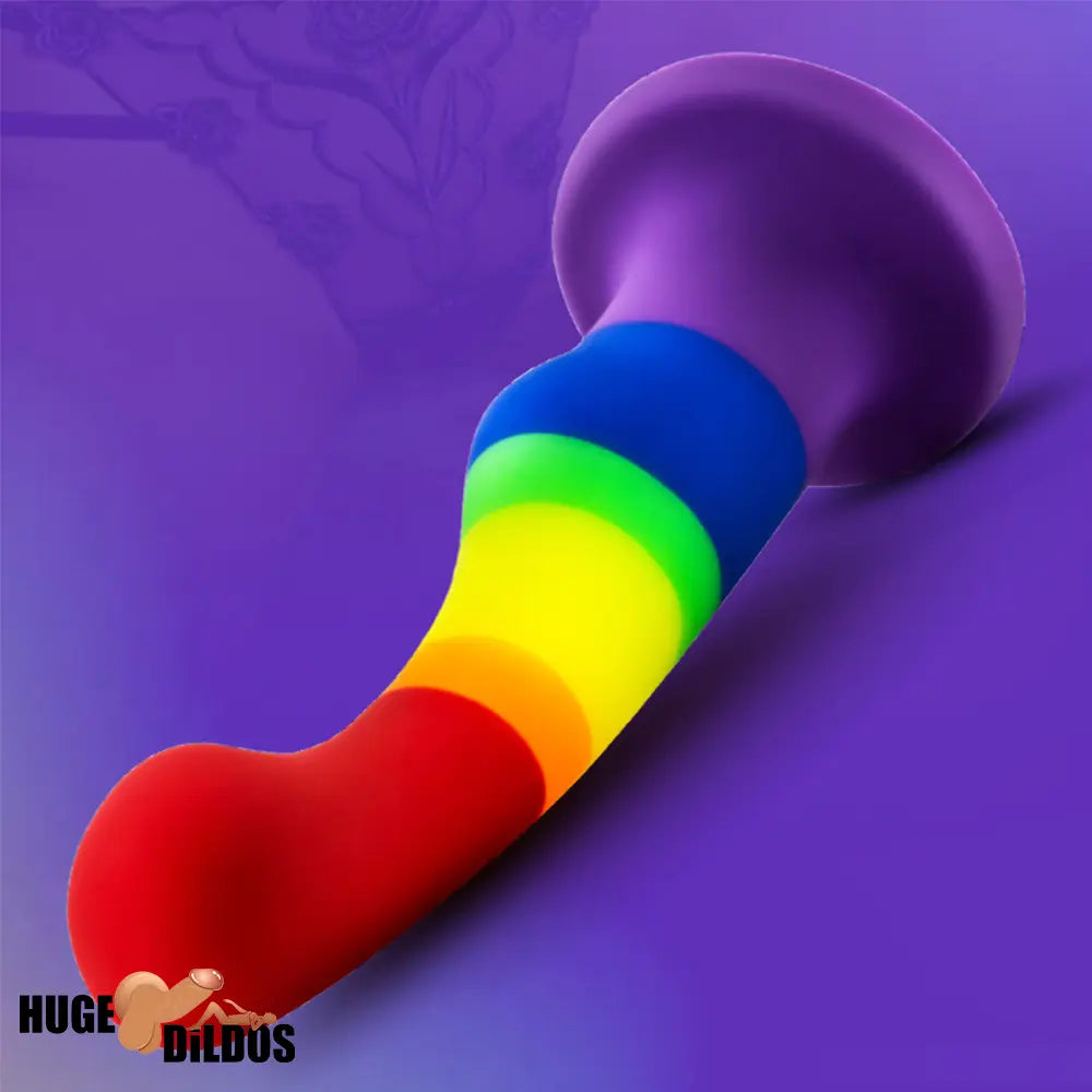 5.83in Unisex Silicone Soft Rainbow Dildo Sex Toy For Gay LGBT Anal Toy