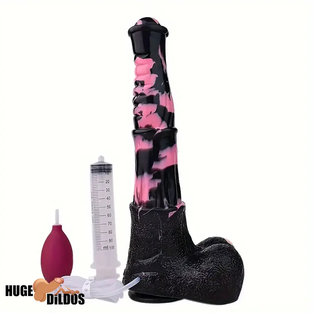 9.64in 13.77 Big Horse Animal Cock Silicone Ejaculation Dildo For Clit Play