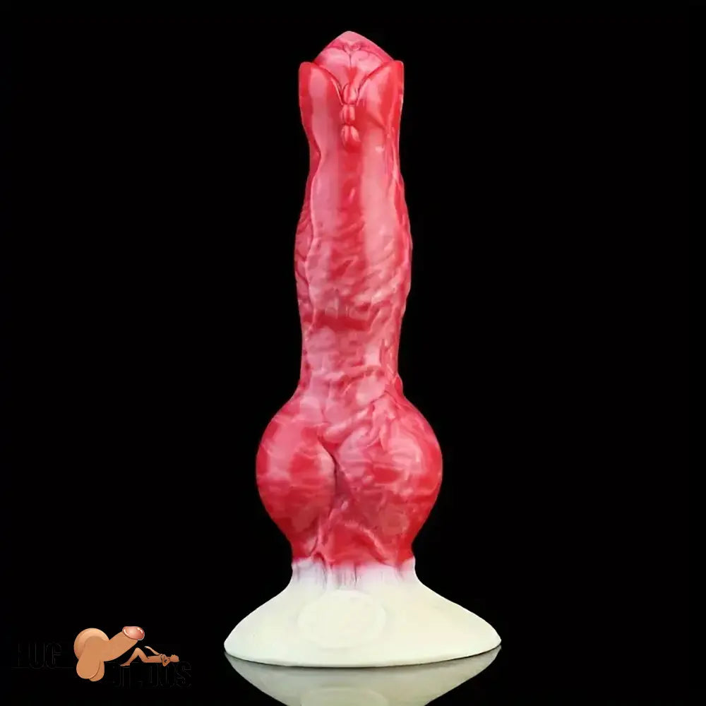 8.03in Fantasy Big Dog Knot Silicone Soft Dildo For Clit Vagina Stimulation