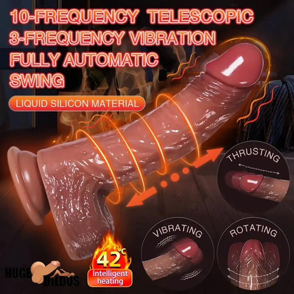 8.66in Silicone 4in1 Heating Thrusting Vibrating Rotation Sex Anal Dildo