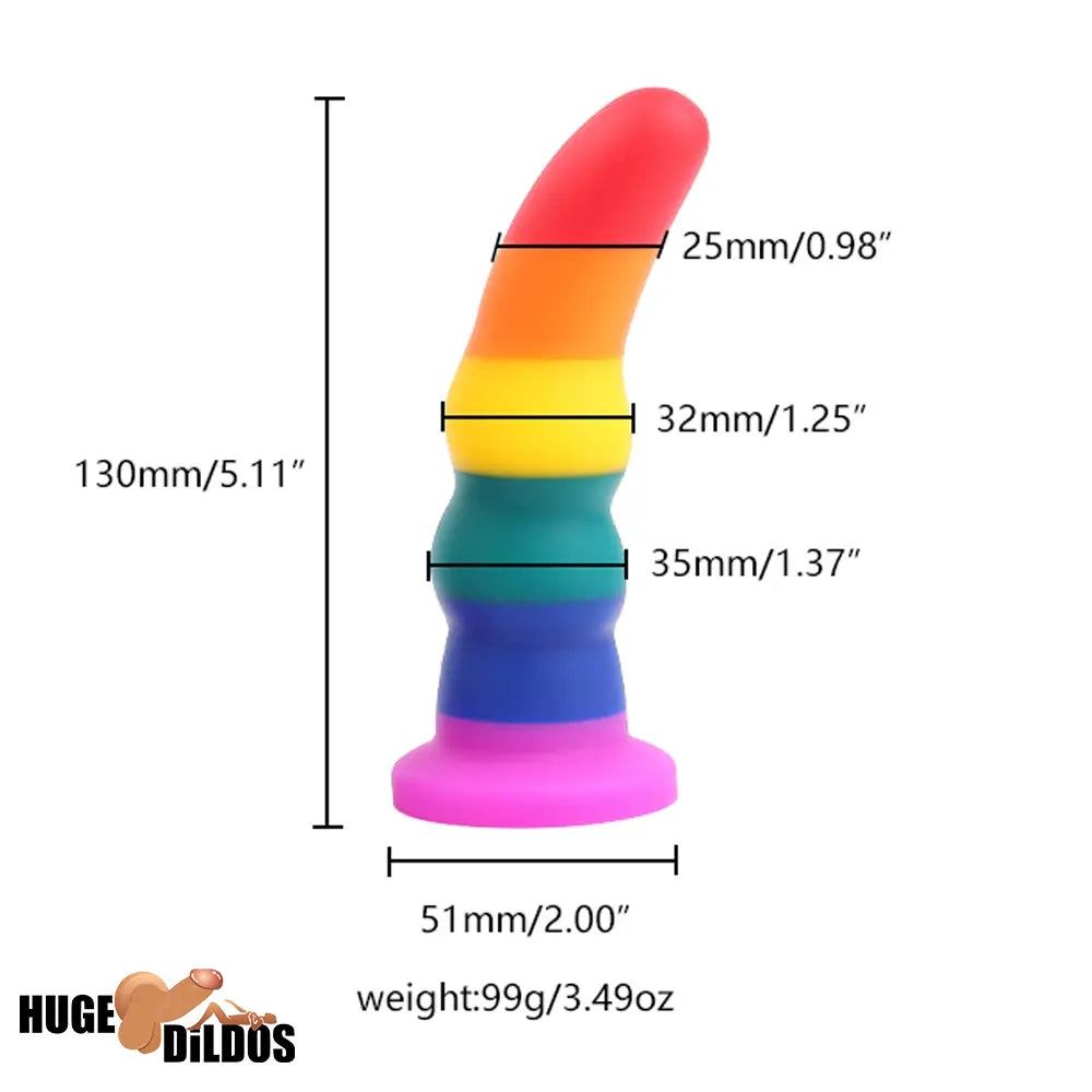 5.11in 6.1in 7.08in Silicone Rainbow Flexible Dildo For Gay LGBT Sex Love