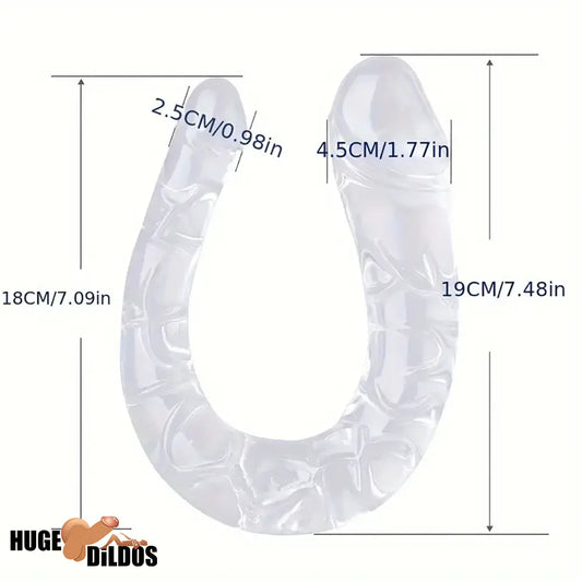 5.31in 6.69in 7.48in 8.46in Clear Dual Heads Curved U Shape Real Dildo