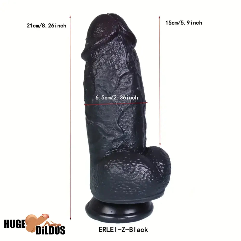 8.26in Realistic Silicone Ebony Big Dildo For Anus Clit Hand-Free Game Play