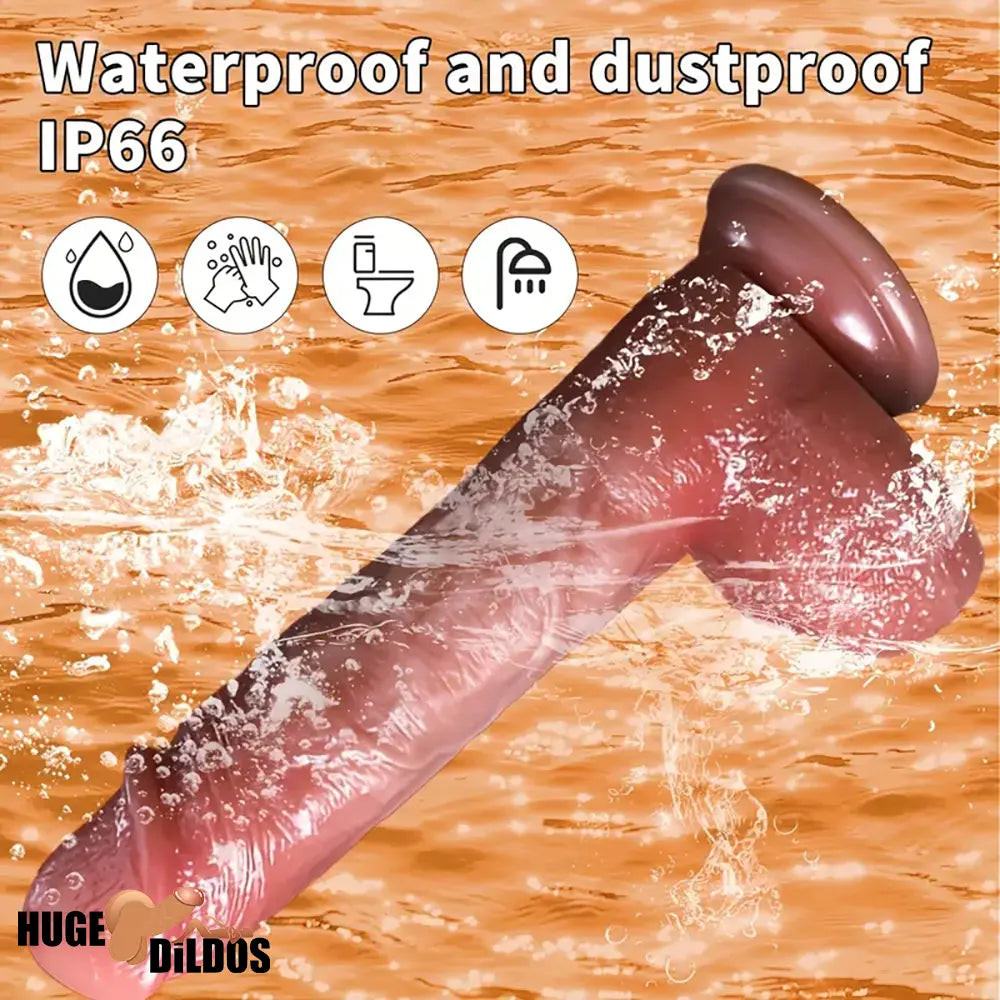 8.6in Vibrating Thrusting Big Silicone Soft Heated Dildo For Women Men
