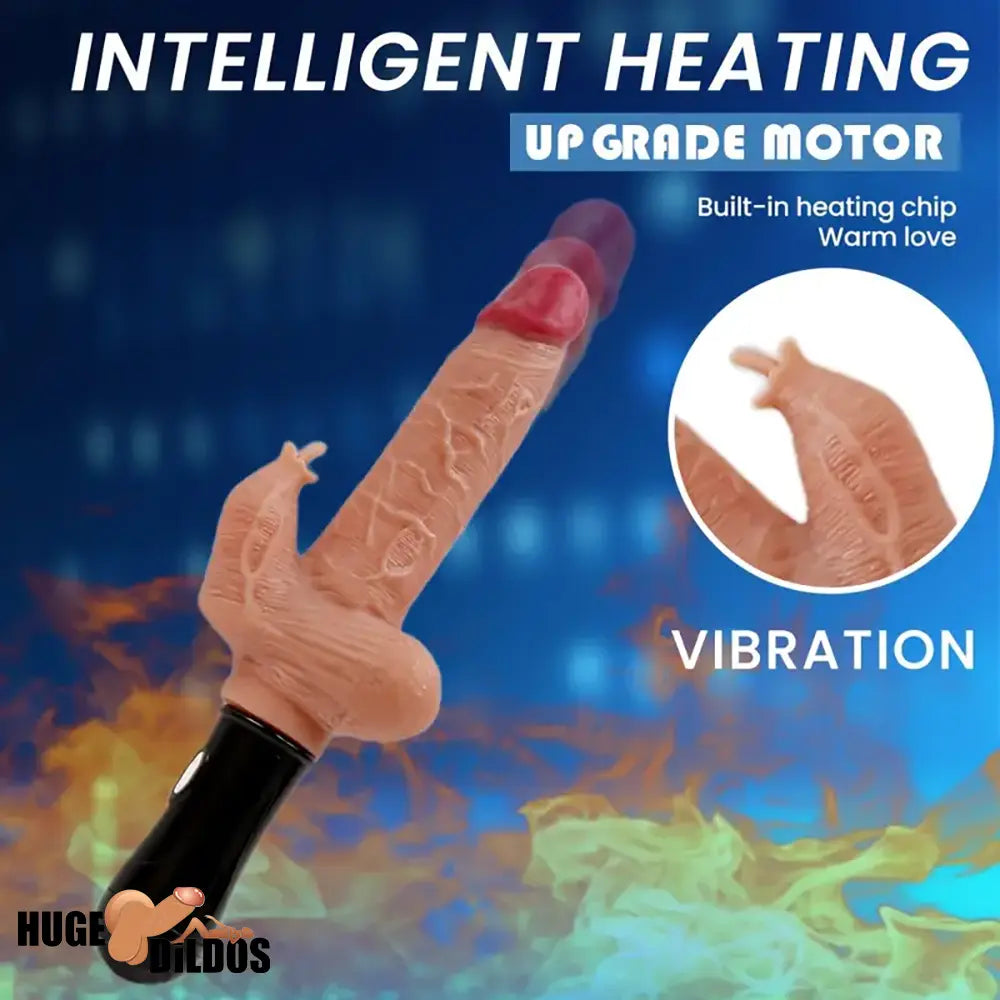 11.2in Lifelike Silicone Thrusting Swing Heating Vibrating Dildo With Handle