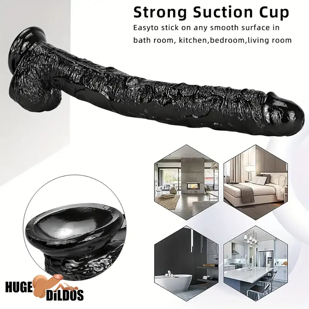 16.5in Realistic Large Long Black Anal Dildo For Male Female Indoor Use