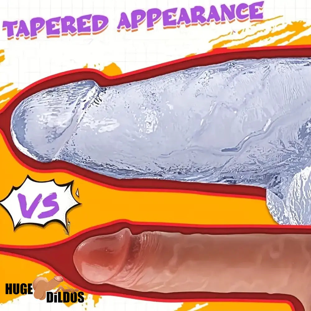 9.25in Realistic Clear Rubber Dildo With Small Conical Head Adult Sex Toy