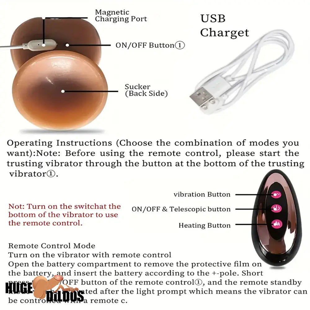 8.6in Vibrating Thrusting Big Silicone Soft Heated Dildo For Women Men