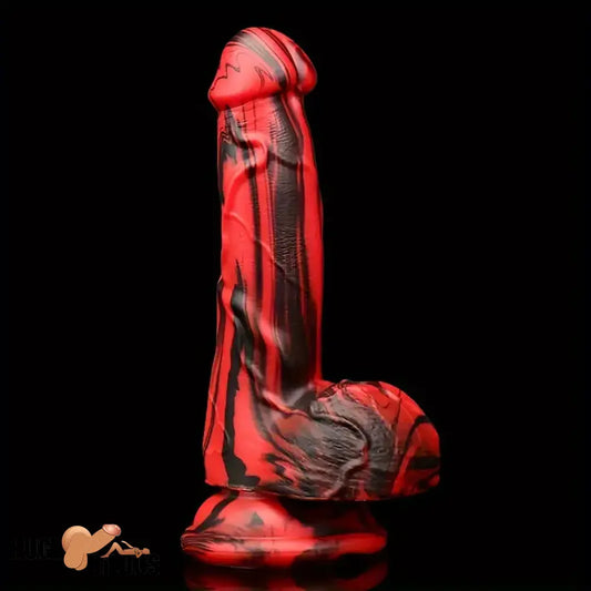 6.1in Silicone Soft Red Black Dildo For G-Spot Anal Stimulation Women