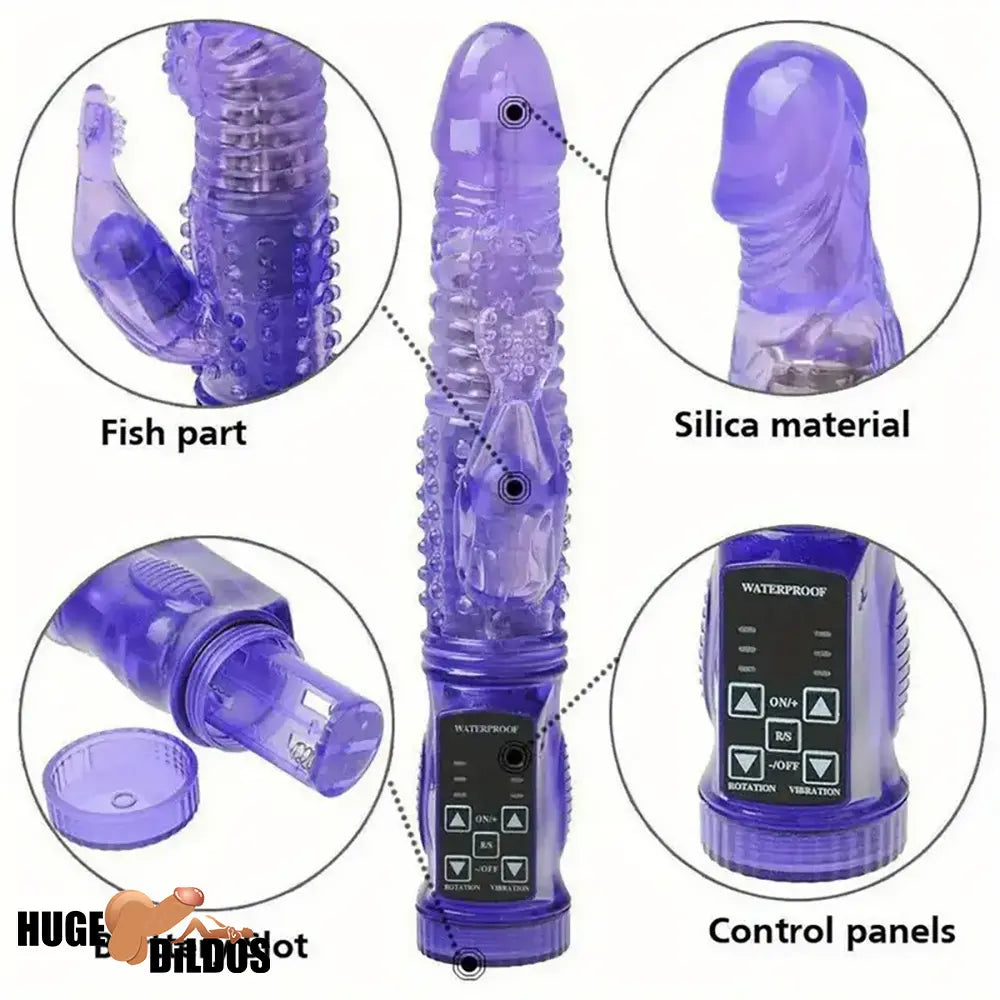 8.86in Silicone Soft Vibrating Rotation Dildo For G-spot Anal Stimulator