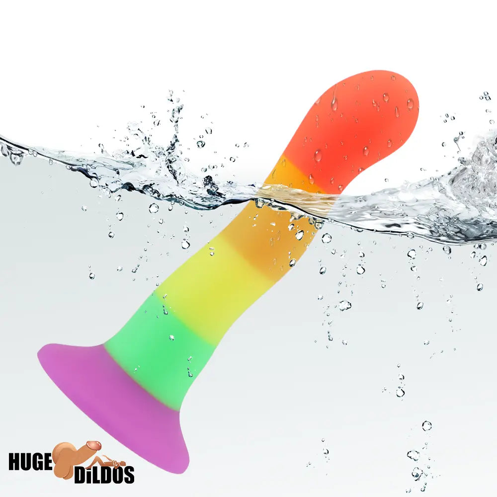 6.89in Colorful Silicone Soft Rainbow Dildo For Anal G Spot Sex Stimulation