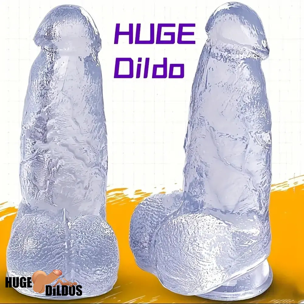 9.25in Realistic Clear Rubber Dildo With Small Conical Head Adult Sex Toy