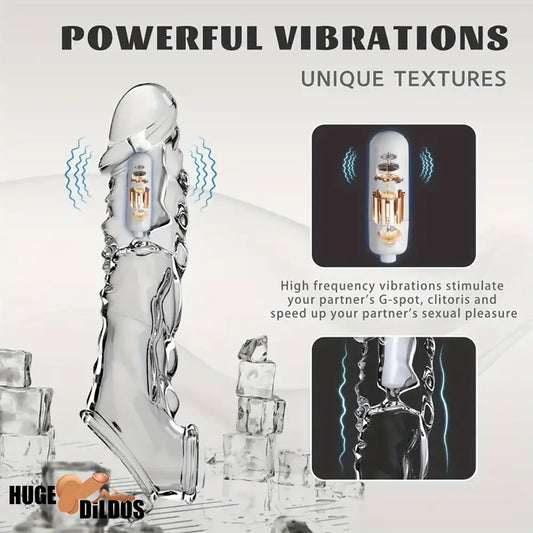 8.6in Vibrating Dildo Sleeve Dragon Soft Cock Enlargement Penis Sex Toy