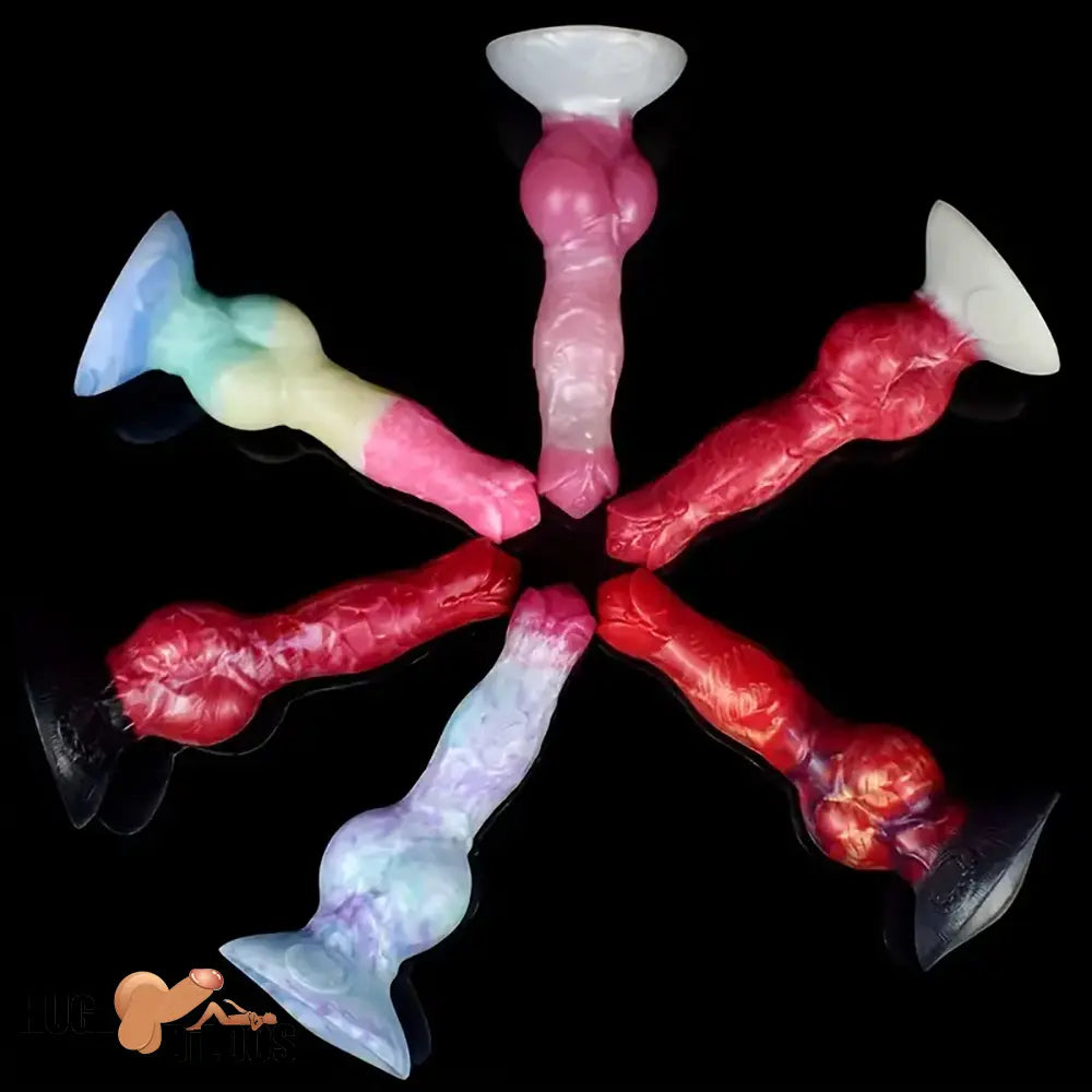 8.03in Fantasy Big Dog Knot Silicone Soft Dildo For Clit Vagina Stimulation