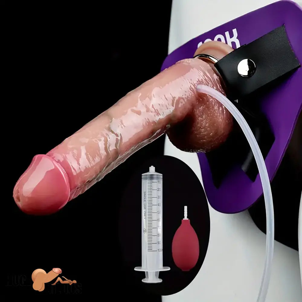 7.28in Soft Real Skin Silicone G Spot Squirting Strapon Dildo For Women Sex