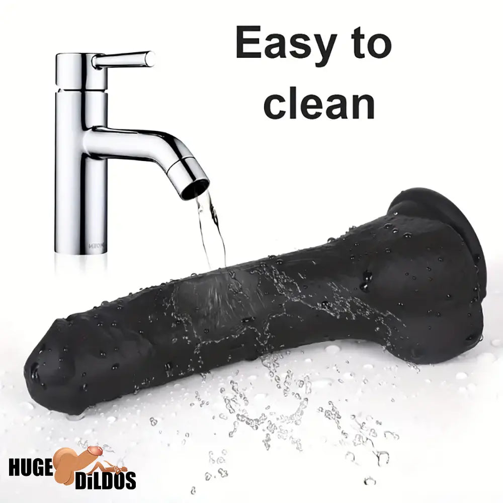 7.28in 8.27in 10.04in Soft Real Ebony Big Looking Silicone Cock Anal Dildo