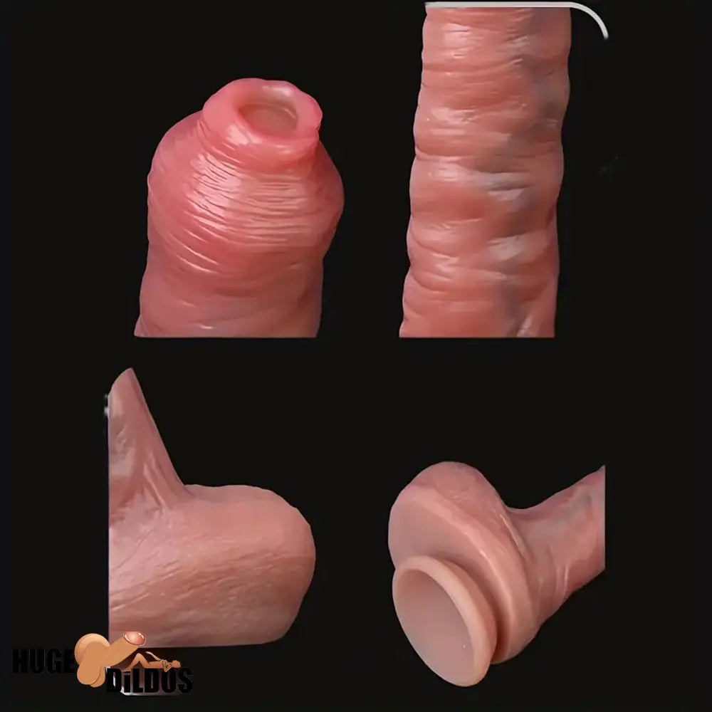 8.56in Realistic Uncut Soft Silicone Women Dildo For Hands-Free Play Game