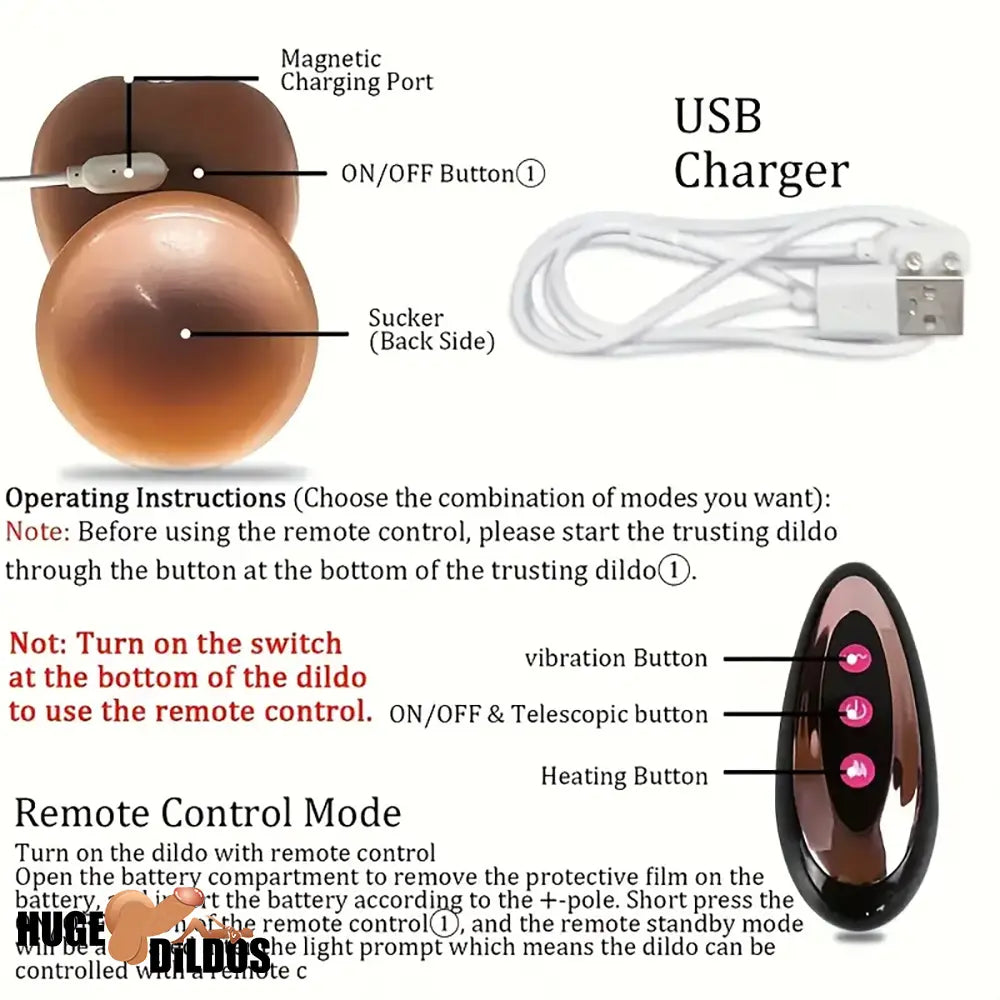 9in Silicone Thrusting Vibrating Rotation Heating Automatic Electric Dildo