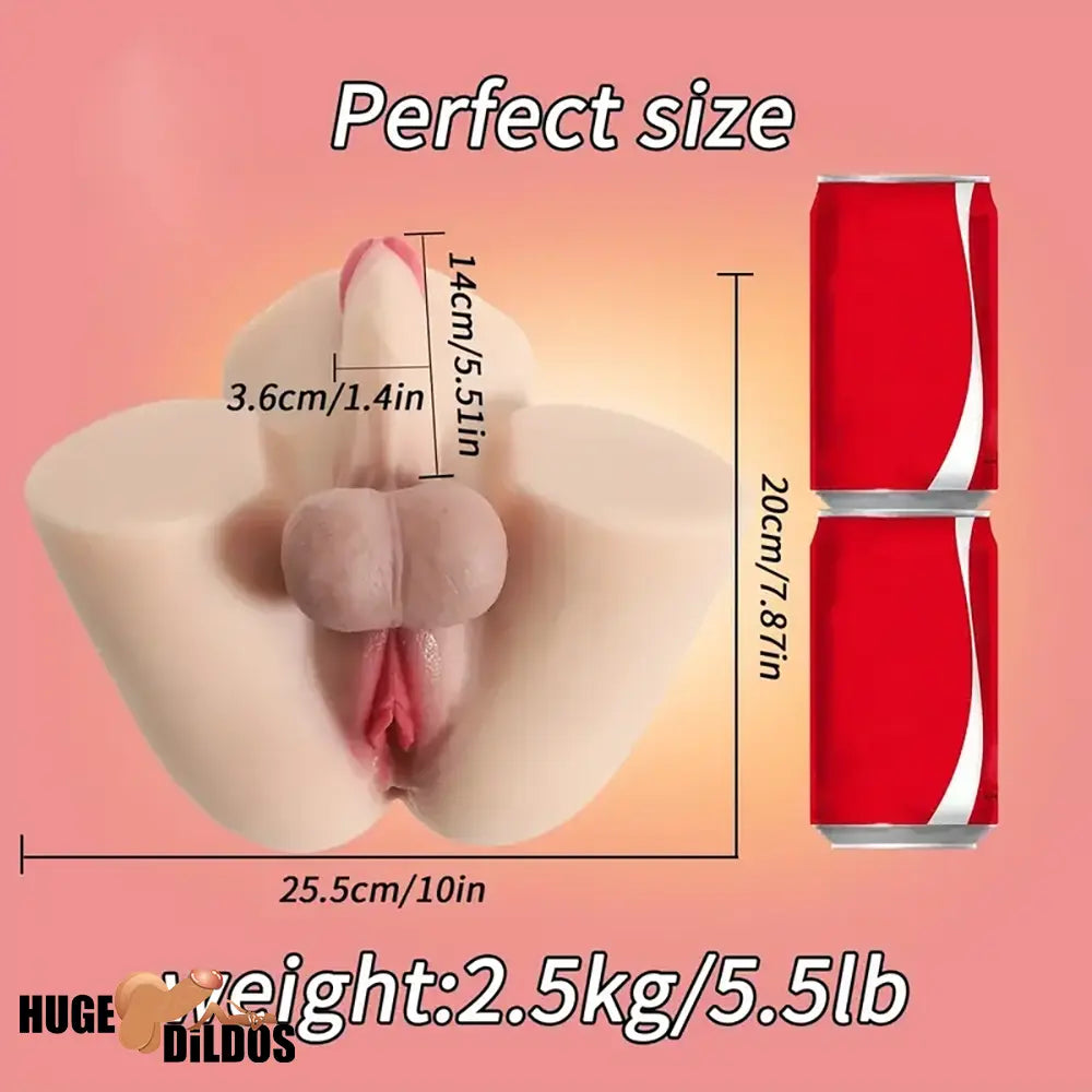 5.51in Premium Real Silicone Soft Dildo With Sex Doll Torso Testicles Toy