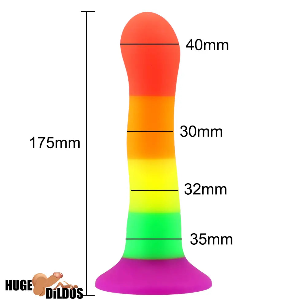 6.89in Colorful Silicone Soft Rainbow Dildo For Anal G Spot Sex Stimulation