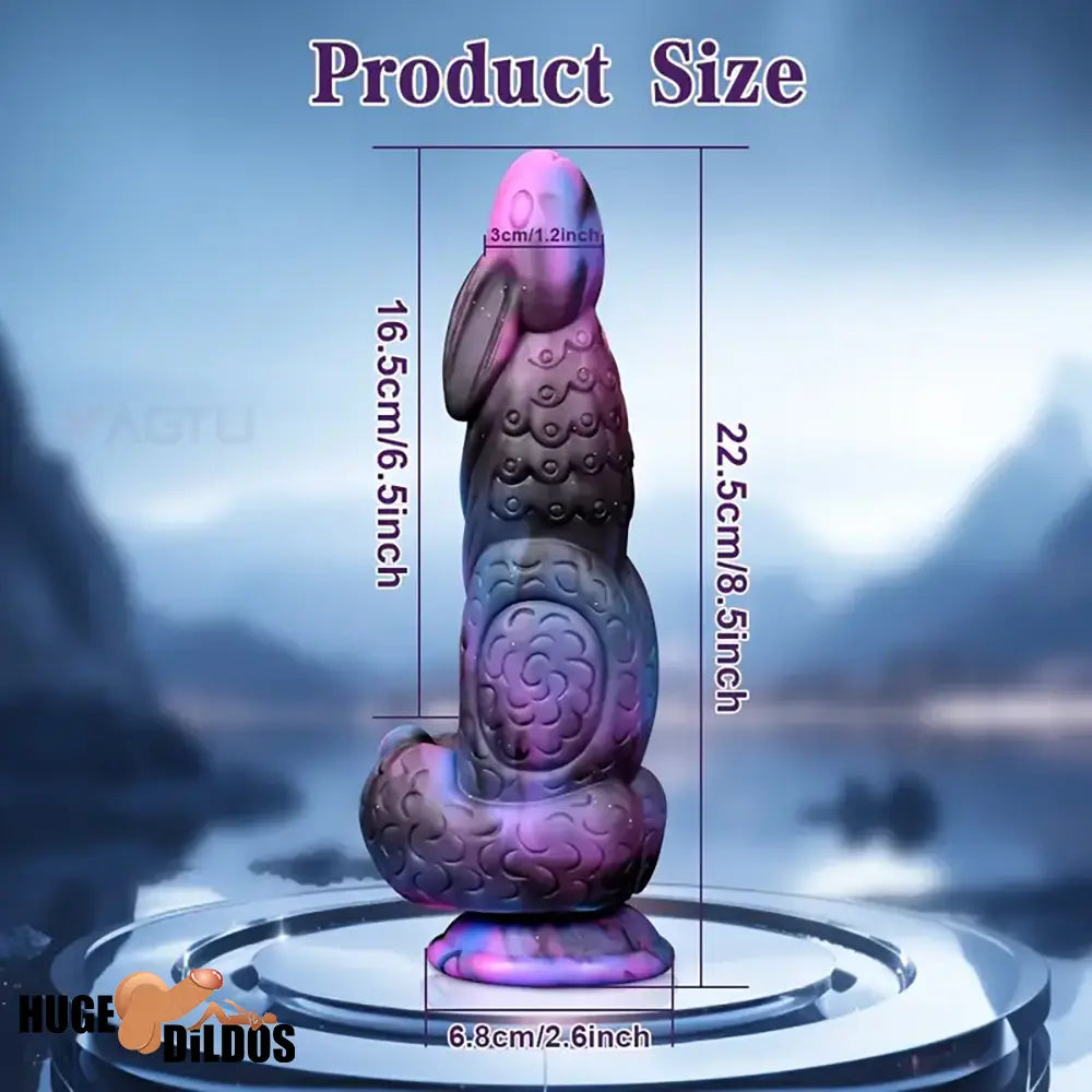 8.5in Silicone Dragon Soft Dildo For Women With Rabbit Head Adult Dick Toy