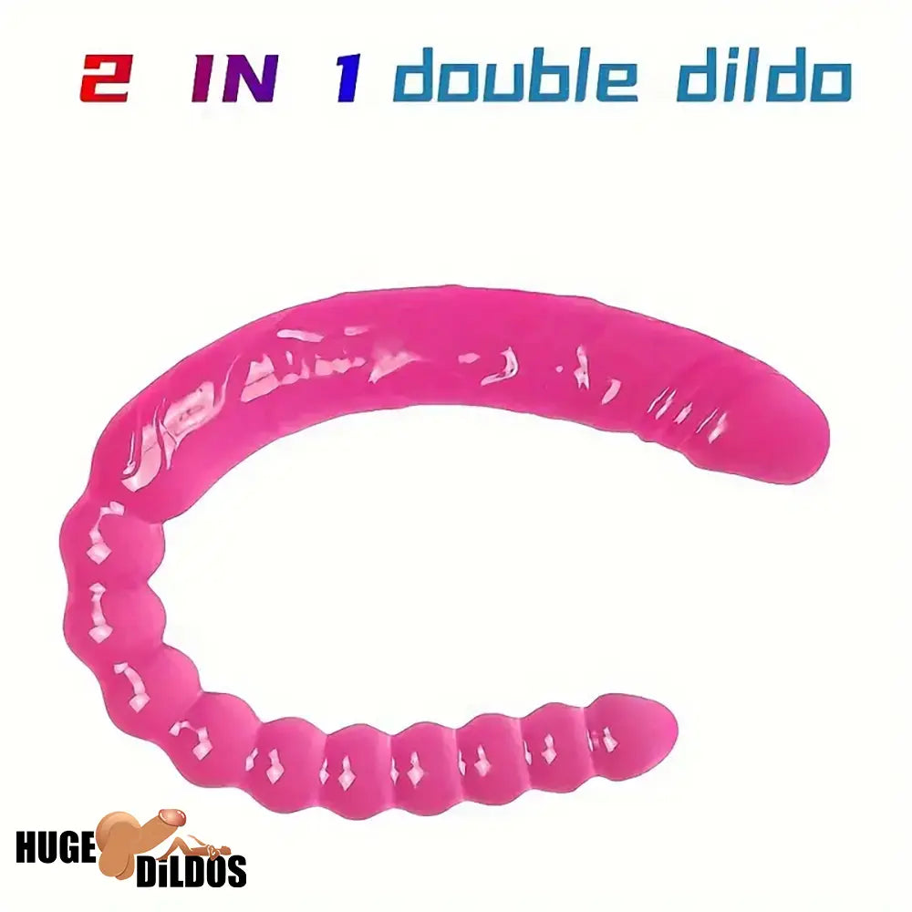 17.72in Extra Long Double Heads Crystal Cock Simulation Dildo With Beads