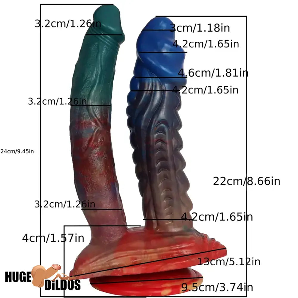 9.45in 10.63in Creature Silicone Big U-shaped Double-headed Monster Dildo