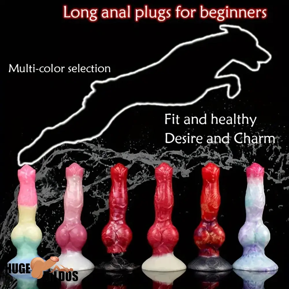 8.03in Fantasy Big Dog Knot Silicone Soft Dildo For Clit Vagina Stimulation