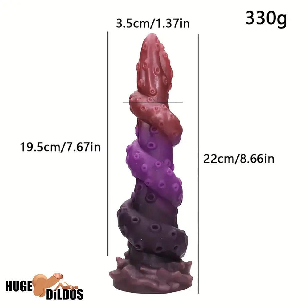 8.66in Silicone Monster Spiral Large Soft Dildo For Clit Strong Suction Cup