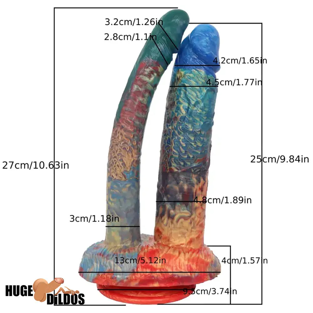 9.45in 10.63in Creature Silicone Big U-shaped Double-headed Monster Dildo