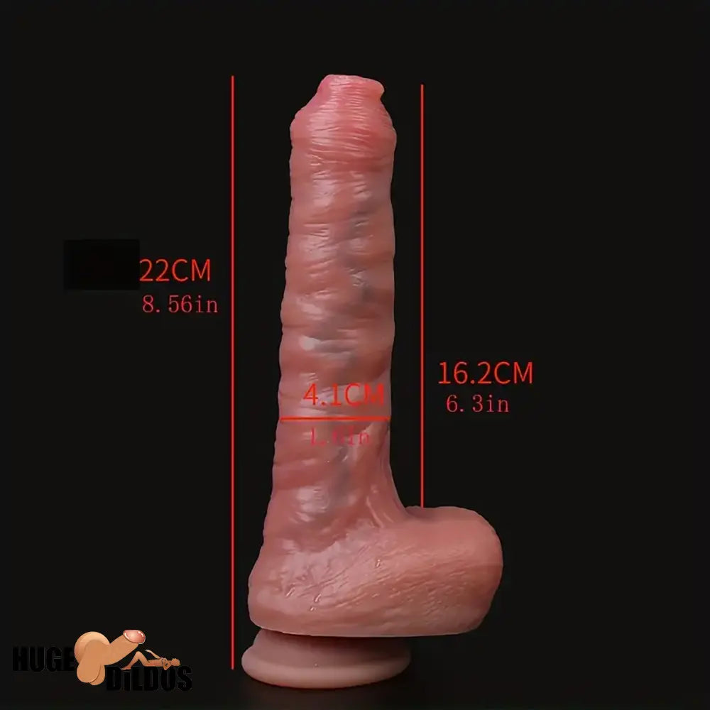 8.56in Realistic Uncut Soft Silicone Women Dildo For Hands-Free Play Game