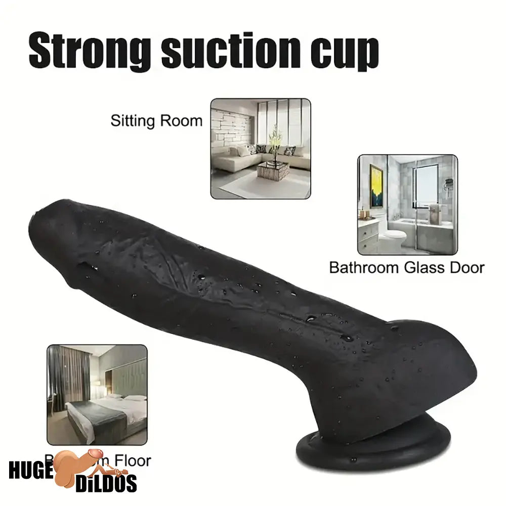 7.28in 8.27in 10.04in Soft Real Ebony Big Looking Silicone Cock Anal Dildo