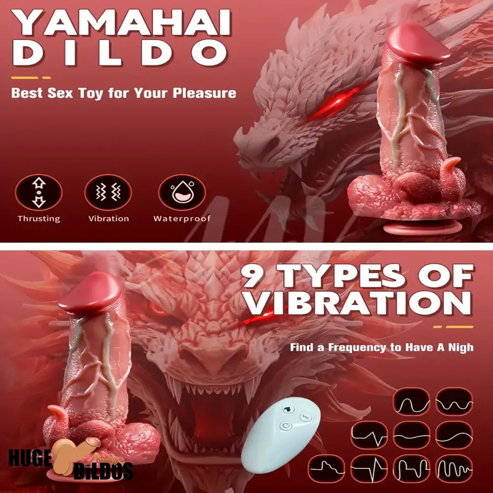 9.05in Dragon Vibrating Thrusting Big Silicone Soft Dildo Adult Cock Toy